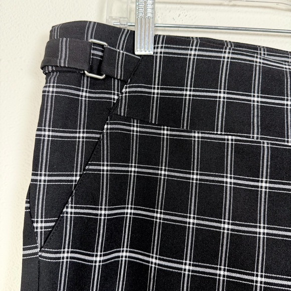 Maurices Plaid Crop Pants XL NWT Black White Mid Rise Stretch Work Trousers - Picture 6 of 16